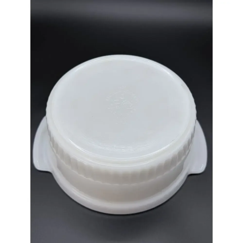 Vintage Anchor Hocking Fire King Oven 1 QT White Ribbed Casserole Dish Bowl 1436